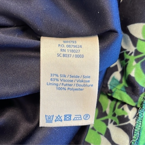 BODEN Floral Lattice Silk Blend Eliza Mini Dress Sz 10 Blue Green 3/4 Sleeve - Picture 5 of 12